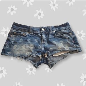 Victoria’s Secret PINK blue denim skulls shorts